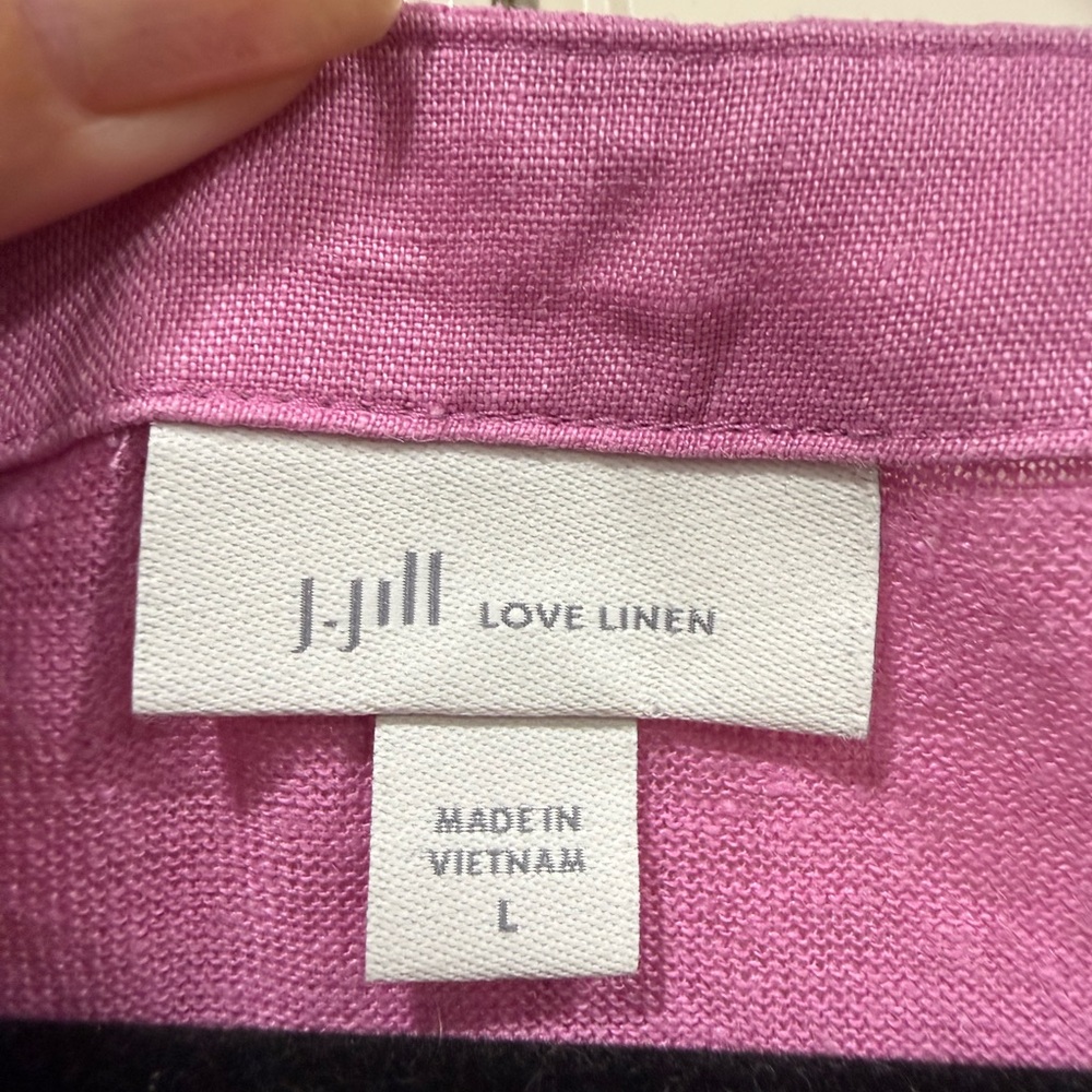 J. Jill Pink Linen Short Sleeve Top - Picture 3 of 4